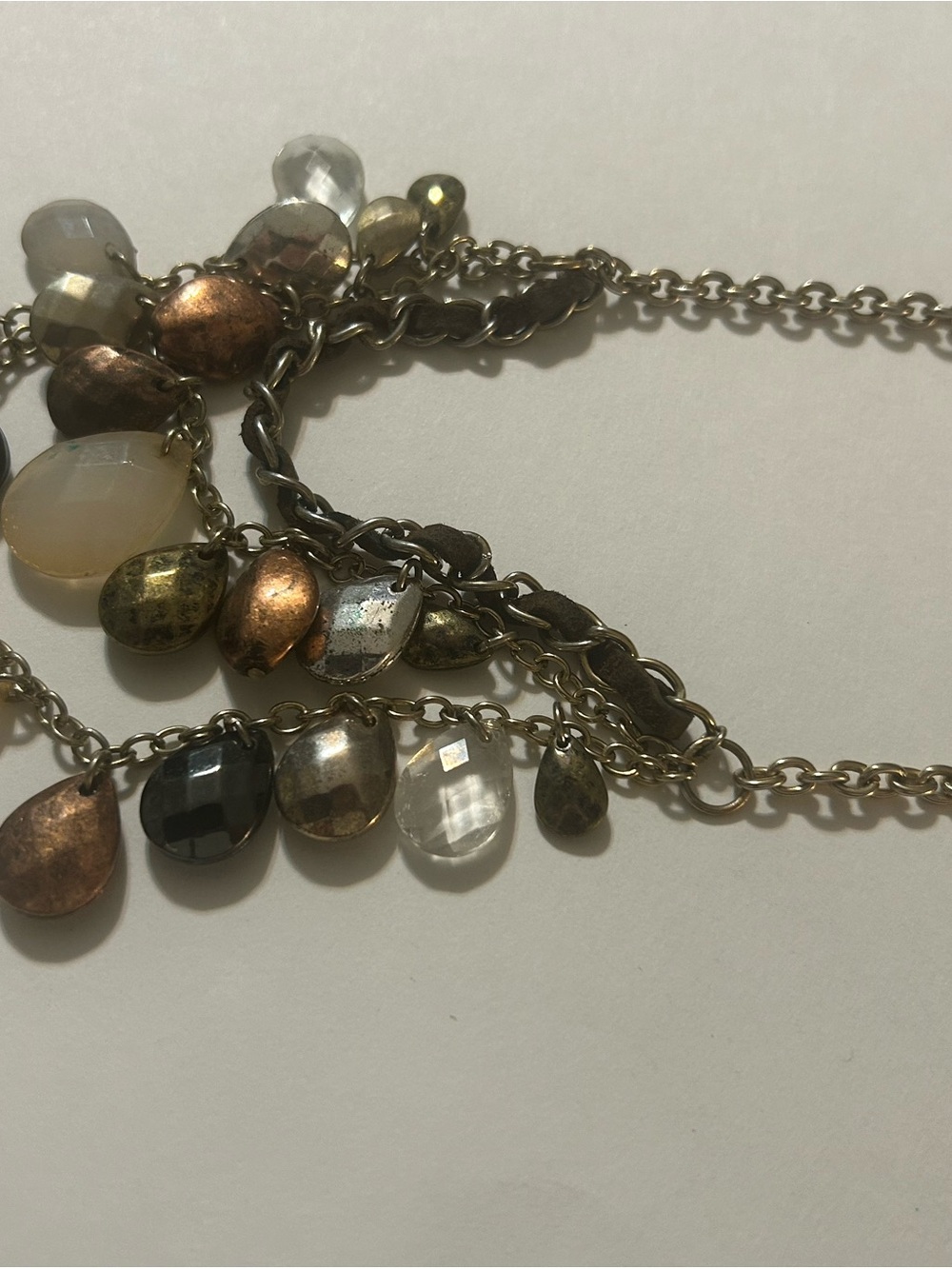 Lia Sophia Vintage Earth Tone Multi Strand Cluster Bib Necklace
